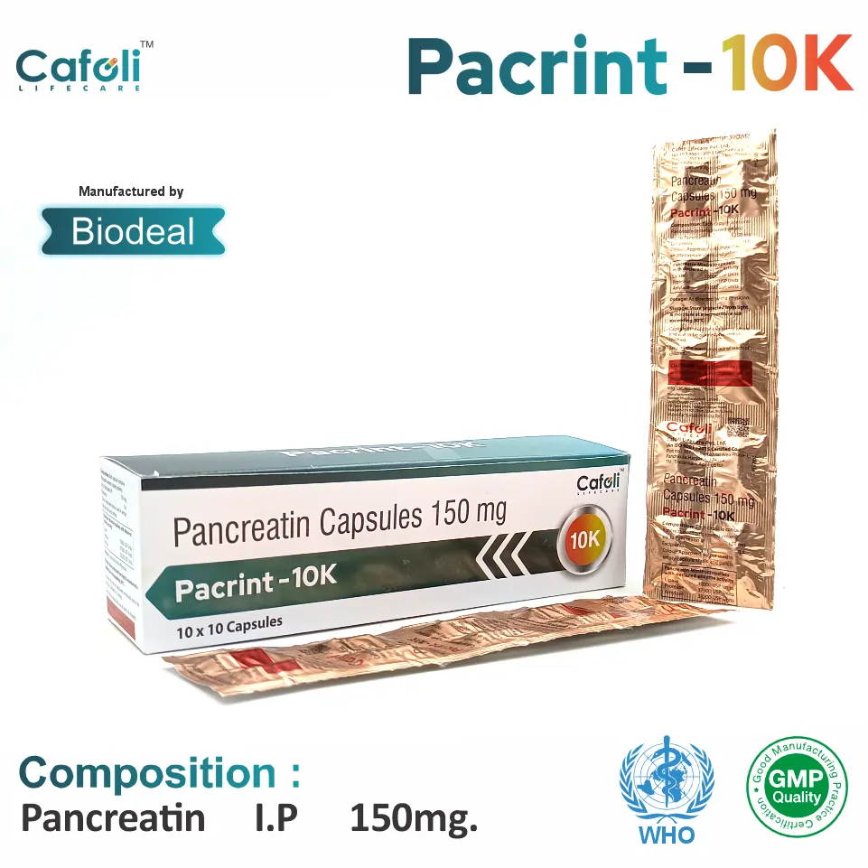 Pancreatin 150mg | Best price for PCD Pharma Franchise | Enzyme replacement therapy for digestive support
